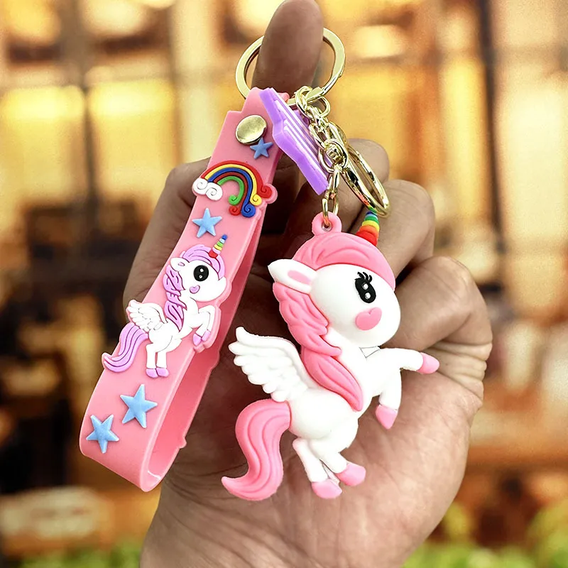 Cartoon Rainbow Horse Unicorn Keychain Bag Pendant