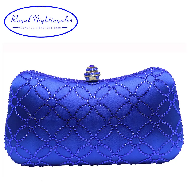 Sacs de soirée en gros Royal Blue Flower Crystal Clutch and Wear adaptés aux fêtes de femmes danses mariages tenues de soirée avec chaînes 230719