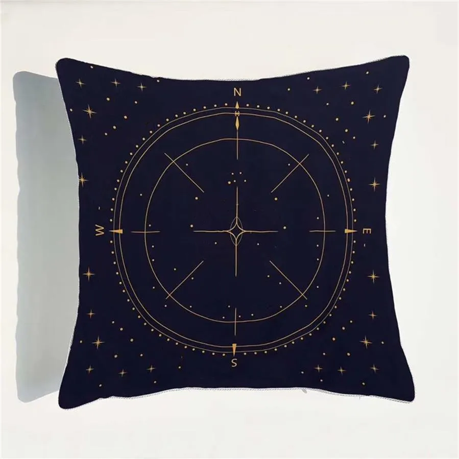 Compass Print Pillow Case Dirt-Proof Cushion Cover Soft Material Throw Square Pillow Case Cover 45 45cm Dekorera kuddfodral för HO221P