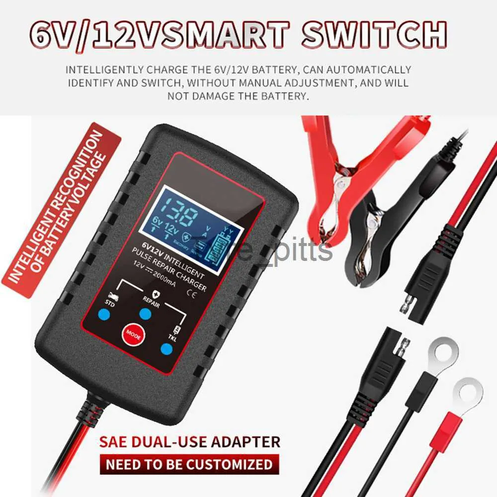 その他のバッテリー充電器2-AMPカーバッテリー充電器6V 12Vスマートオートマチック充電器メンテナー車芝刈り機モーターサイクルボートマリーンL23127のトリクル充電器