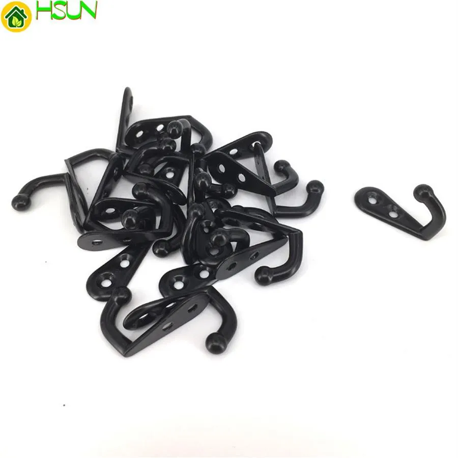 30pcs Black Metal Small Hooks Dekoracyjne szafki ścienne Wieszk do drzwi do ubrania Kluczowa torba z śrubami269o