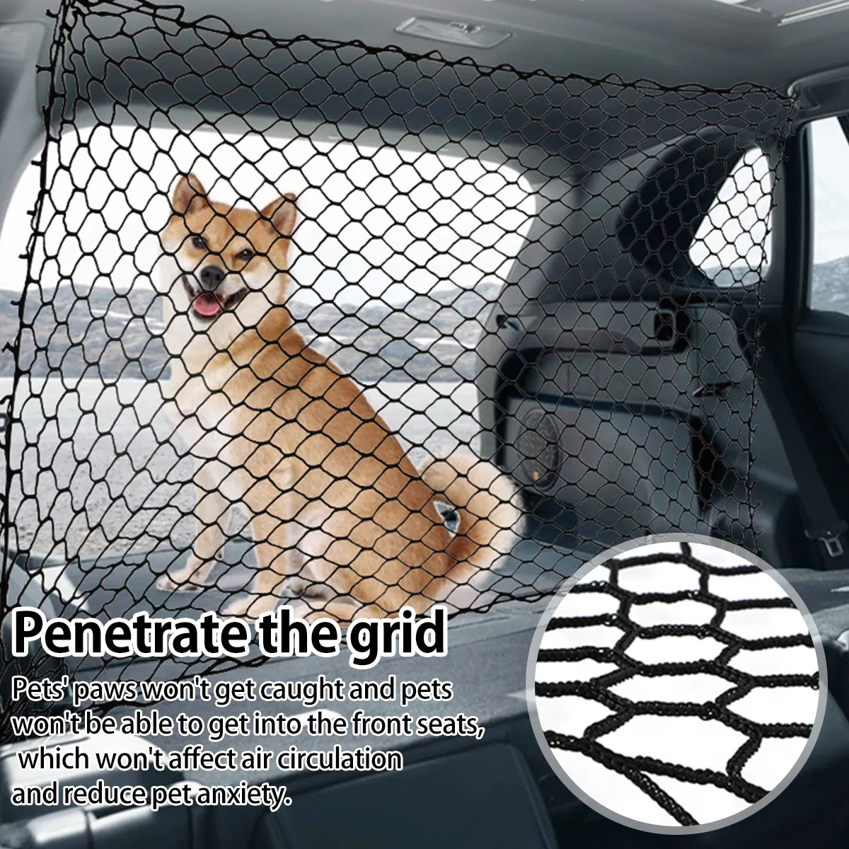 Barrière De Voiture Chien Filet De Sécurité Universel - Protection Animaux SUV Camion