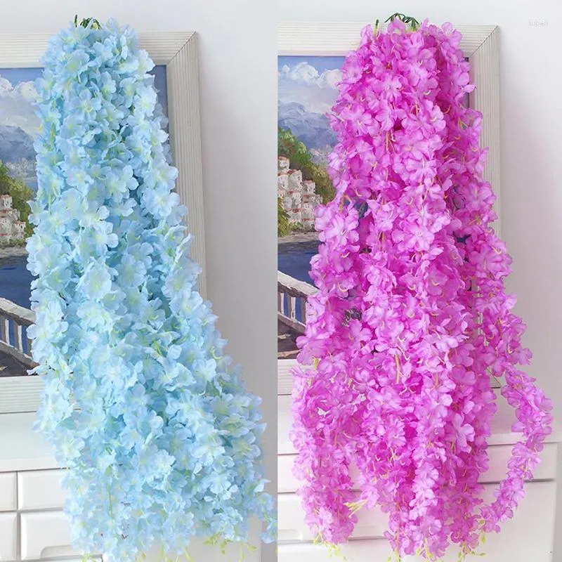 Dekoratif Çiçekler 30cm Yapay Çiçek Vine Çiçek Sanat Orkideleri Kiraz Blossom İpi El yapımı Garland El Düğünü