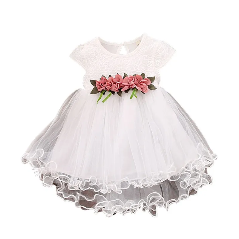 Mignon bébé filles été robe florale princesse fête Tulle fleur robes enfant en bas âge infantile filles maille Tutu robe 0-3Y vêtements