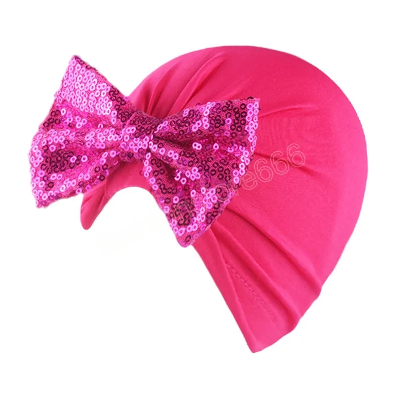 11.5*7 cm Glitter paljetter Bowknot Toddler Bohemian Indian Hat Solid Color Soft baby Girls Caps Sweet Hair Accessories