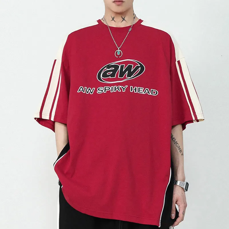 メンズTシャツY2K韓国人メンズストリートウェアレターグラフィックAcubi Harajuku EgirlショートスリーブTシャツグランジ美学特大