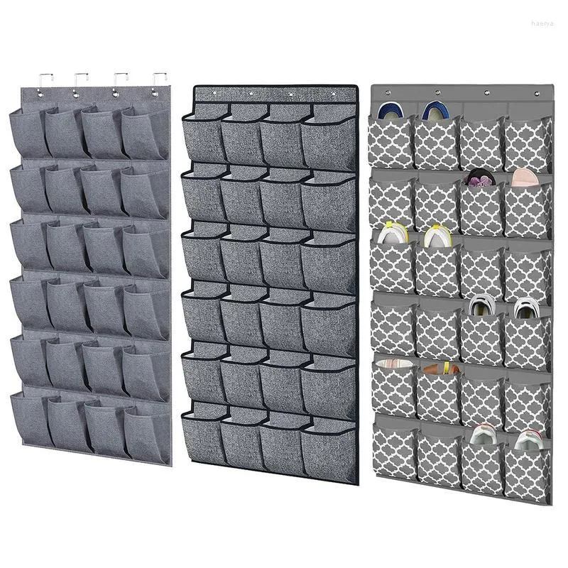 Storage Bags Over Door Shoe Organizer 24 Pockets Large Hanging Shoes Non-woven Holder Bag Behind For Sneakers Slippers