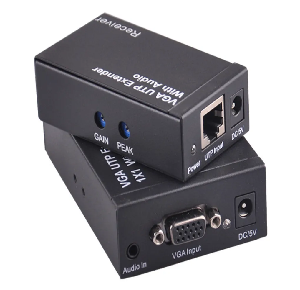 300M HD 1080P VGA UTP Extender 1x1 Splitter Com Áudio Sobre Cat5/5e/6 RJ45 Cabo Ethernet Suporte Para Monitores Projetor HDTV