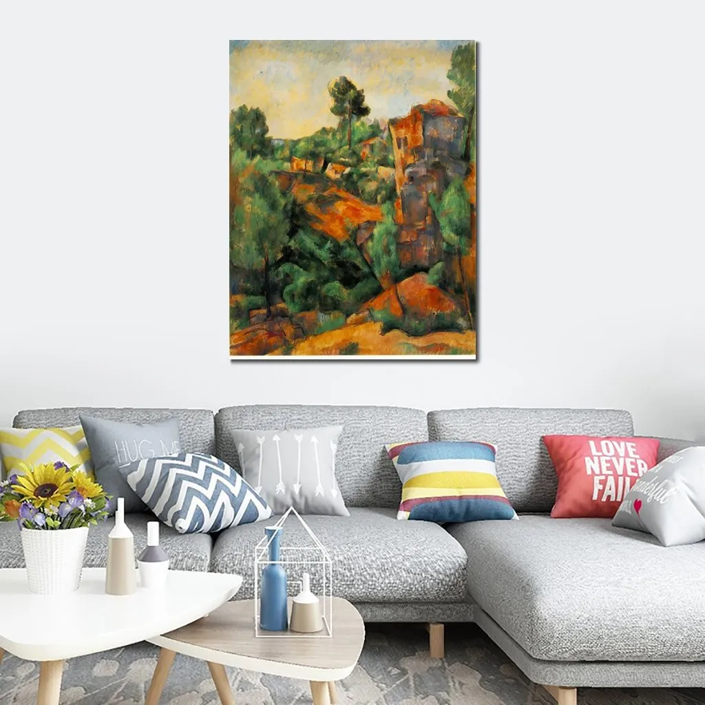 Abstract Canvas Art Bibemus Quarry Paul Cezanne Painting Handmade Modern Decor for Entryway