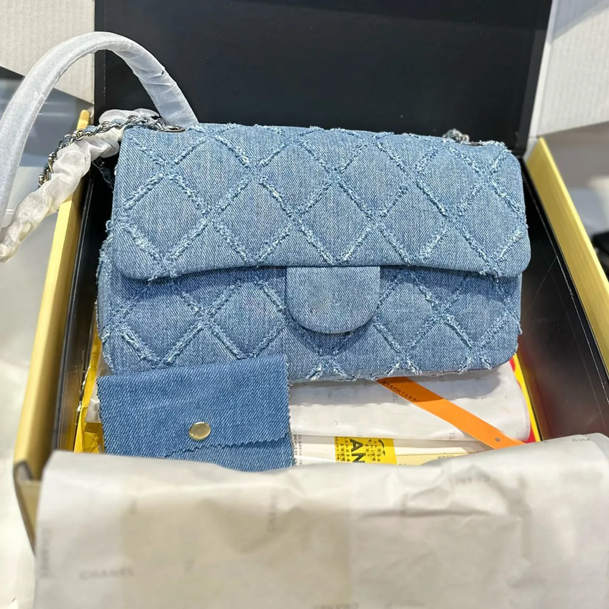 Luxury Summer Denim Chain Bag Designer Crossbody Bags Classic Flap Handbag Women Channel Shoulder Famous Wallet Soft Leather Purse 2 Set 2