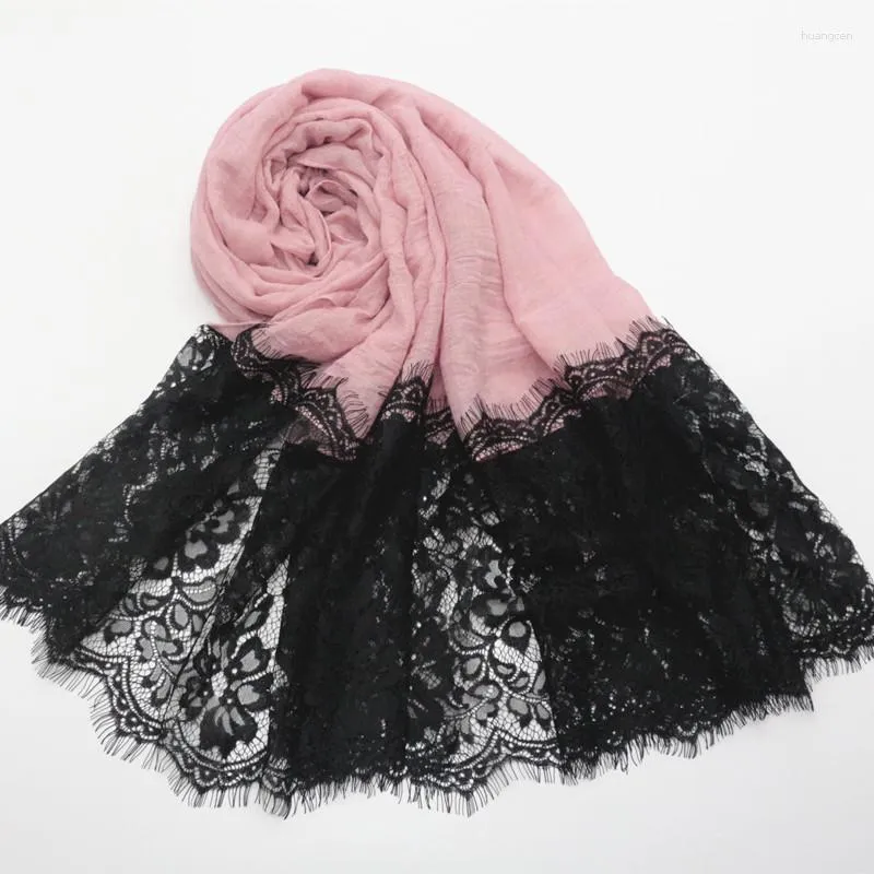 Scarves Cross-Border Solid Color Two-Head Black Lace Closed Toe Women's Scarf Silk Shawl