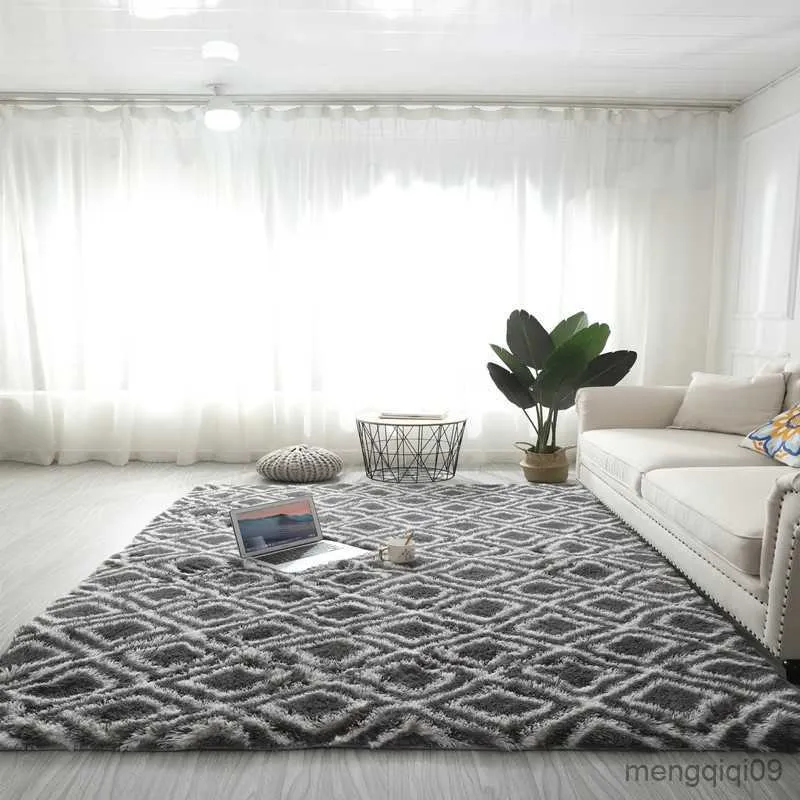 Tapetes Tie dye padrão de lã de seda tapete sala de estar quarto almofada de cabeceira cabelo comprido lavável Espessura 4cm R230720