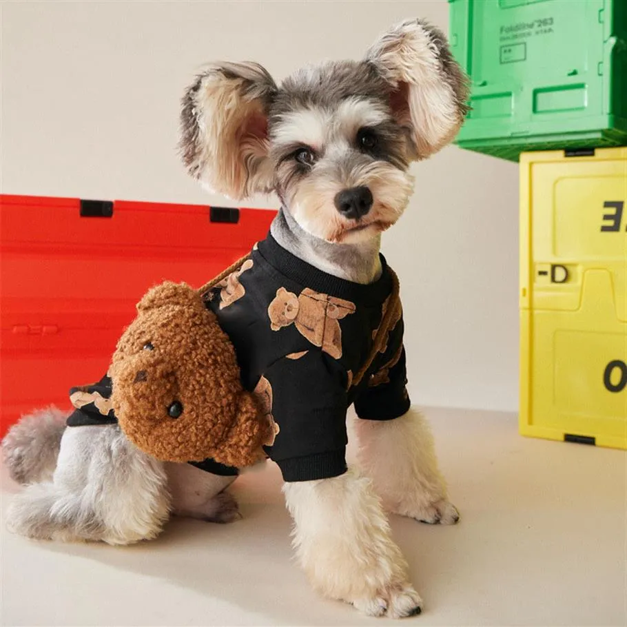 Dessin animé chien pull t-shirt petit ours imprimer sweat-shirt pour animaux de compagnie bouledogue Schnauzer Corgi chiot vêtements Apparel301v