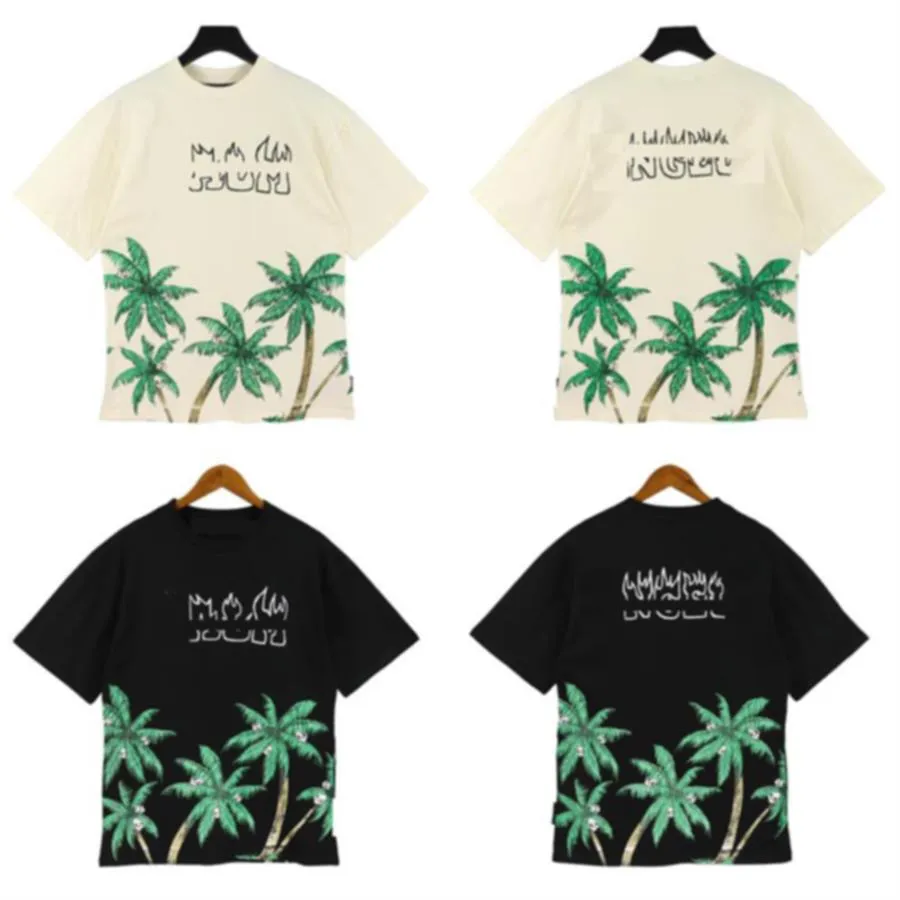 Nova camiseta de manga curta PA fashion americana High Street Tide Palm estampada solta de algodão casual masculina e feminina T-shirt maré