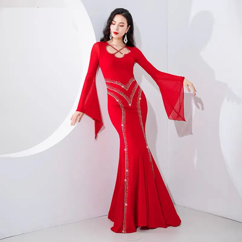 open lace back dress Red Gown Caftan Dress Needle & Thread Embroidered Cold Shoulder With V –  Sultan Dress main image 1