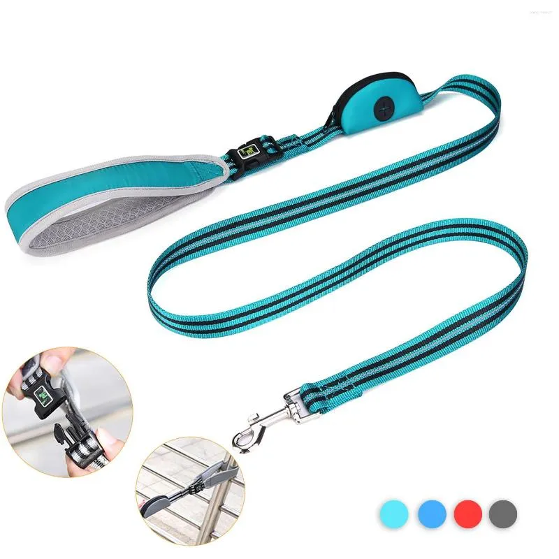 Dog Collars Leash Reflective Nylon Pet Running Tracking Leashes Rope With Poop Bag Breakaway Long Lead Puppy Walking Accessories