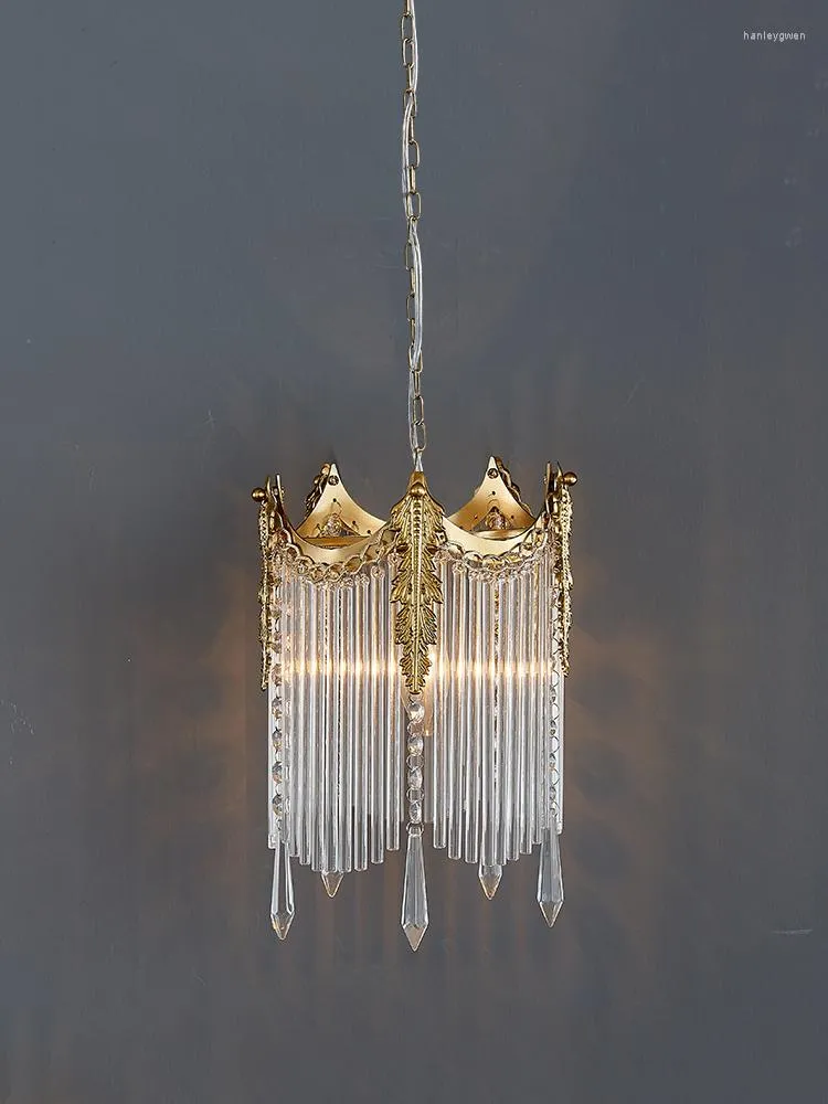 Ceiling Lights French Retro Crystal Small Droplight Court Mid-Ancient Italian Style Light Luxury Modern Bedroom Bedside Aisle Hallway Bar