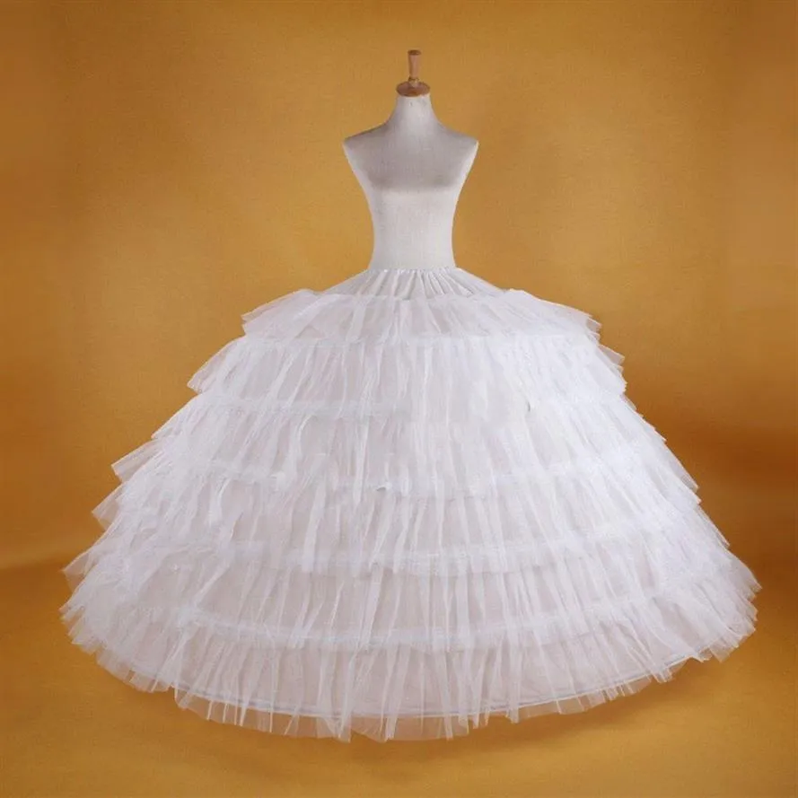 Grandi sottogonne bianche Super Puffy Ball Gown Sottogonna sottogonna per abito da sposa formale per adulti Grandi 6 cerchi Crinolina lunga Brand New321V