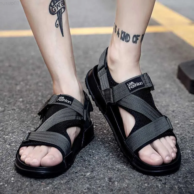 Sandals Men Sandals Summer Shoes New Gladiator Men's Sandals Fashion Man Flip Flops Gray Black Flat Shoes sandalias Male Big Size 36-46 L230720