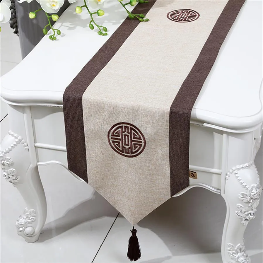 Allonger Patchwork Plain Rustic Table Runner Chine style Coton Lin Moderne Simple Thé Table Tissu Table À Manger Coussinets De Protection 2273v