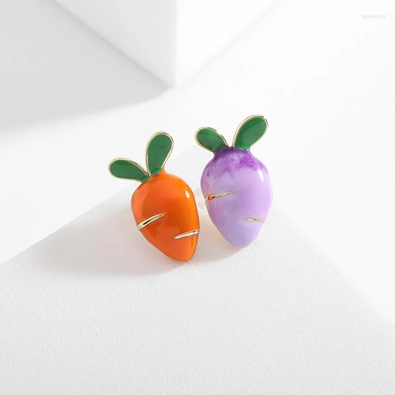 Brooches Female Fashion Crystal Cute Carrot For Women Luxury Yellow Gold Color Enamel Alloy Plant Brooch Safety Pins