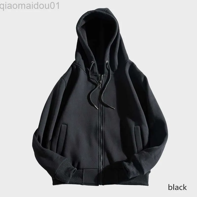 Herrtröjor tröjor mrmt 2023 varumärke mäns hoodies tröjor lägga till tjock ull fleece dragkedja huvtrocken ren pullover för manlig hoodie tröja l230721