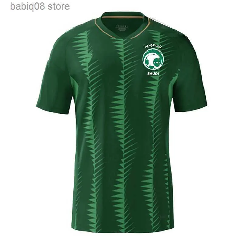 Fans Tops Tees 2023 24 Saudi FAHAD SALMAN Maillots de football pour hommes 22 23 Arabie Équipe nationale Al-Najei YASSER Domicile Extérieur Maillot de football Uniformes à manches courtes T230720