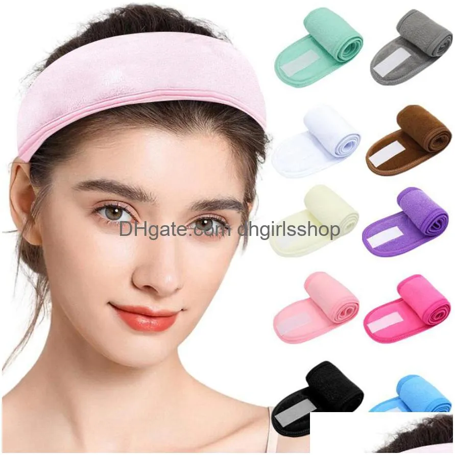 Headbands Adjustable Wide Hairband Yoga Spa Bath Shower Makeup Wash Face Cosmetic Headband For Women Ladies Make Up Accessories 10 C Dhts6