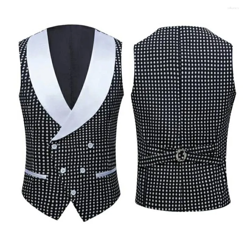 Gilet da uomo Gilet a pois Scialle Risvolto Affari Matrimonio Sposo Frac Danza