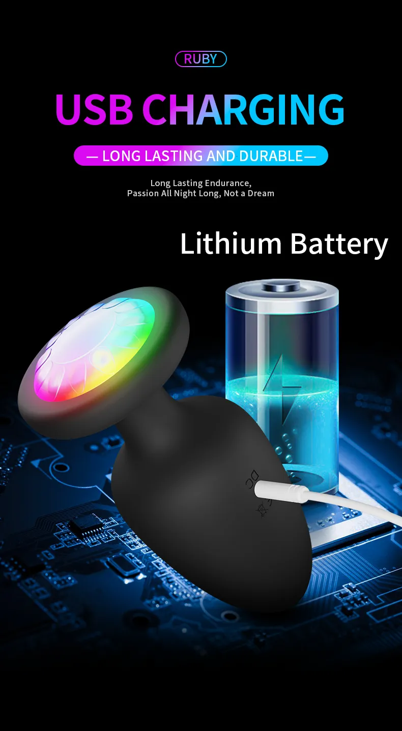 Rainbow Anal Plug Vibrator With Remote Control Prostate Massager_voghion.com