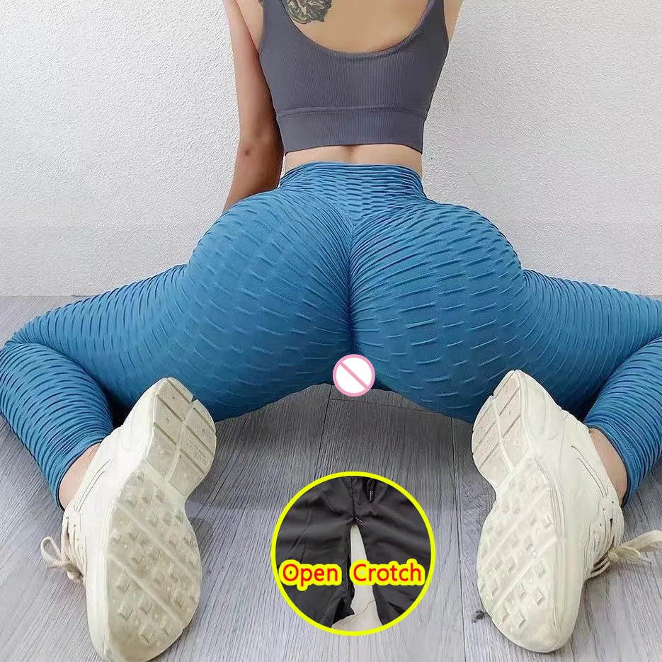 Kvinnors leggings kvinna sexig öppen crotch leggings med dubbla blixtlås som tar av sig utomhus sportbyxa mager crotchless byxor tätt byte lyft 230720