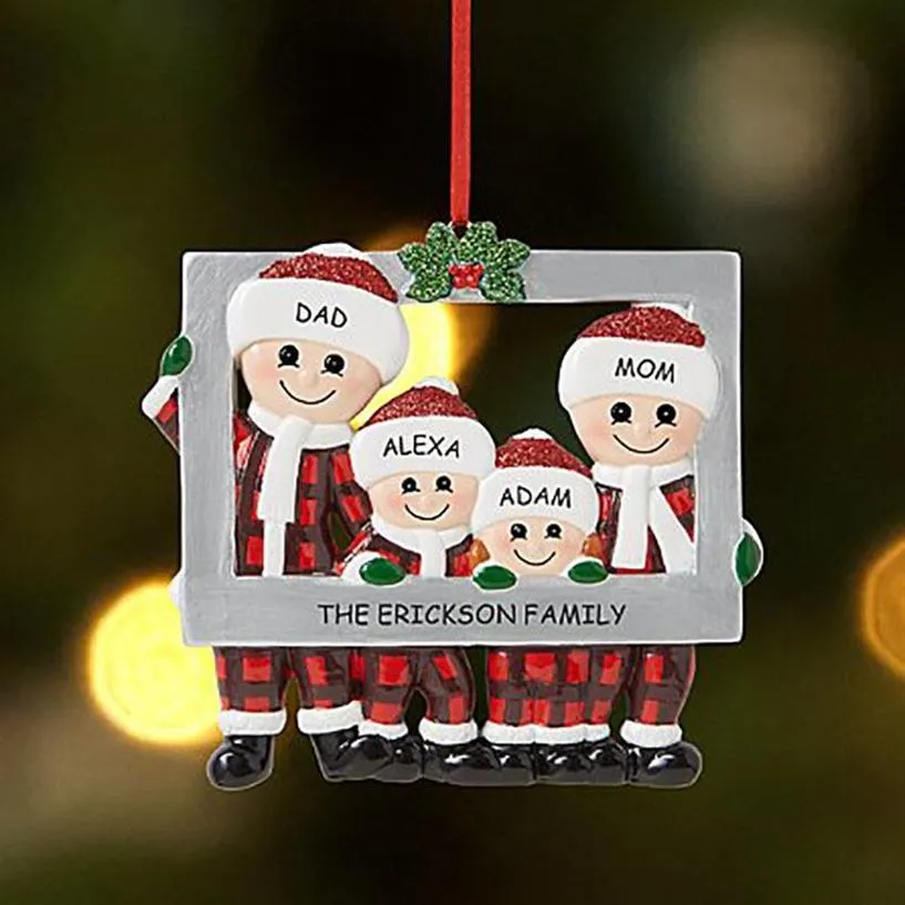 Juldekorationer Diy Tree Ornament Decoration Cute Family Po Frame Hanging Pendant Personlig ornament2450