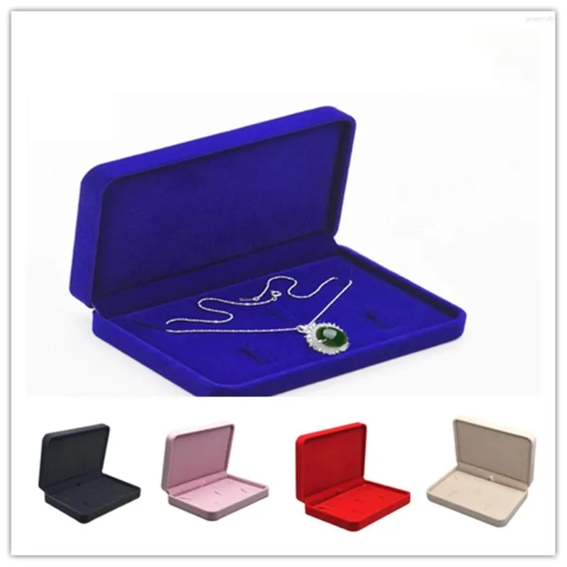 Smyckespåsar 1 st stor sammet Box Displayhållare Halsband Pendant Storage Presentförpackningar Packing Wedding Organizer