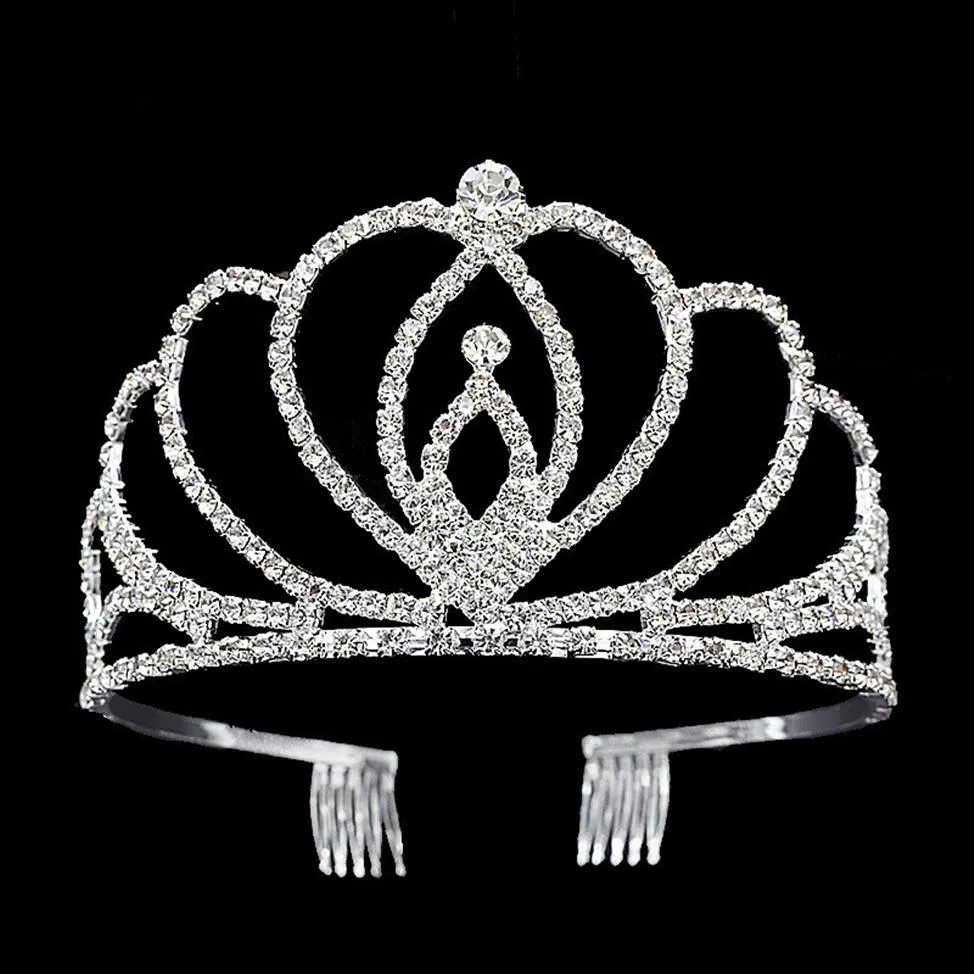 Luxury Crystal Bridal Tiara Silver Plated Wedding Crown With Hairband