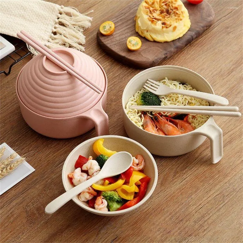 Dinnerware Sets With Cover Spoon Fork Korean Style Multipurpose Student Lunch Box Instant Noodle Cup Bowl Soup Bento