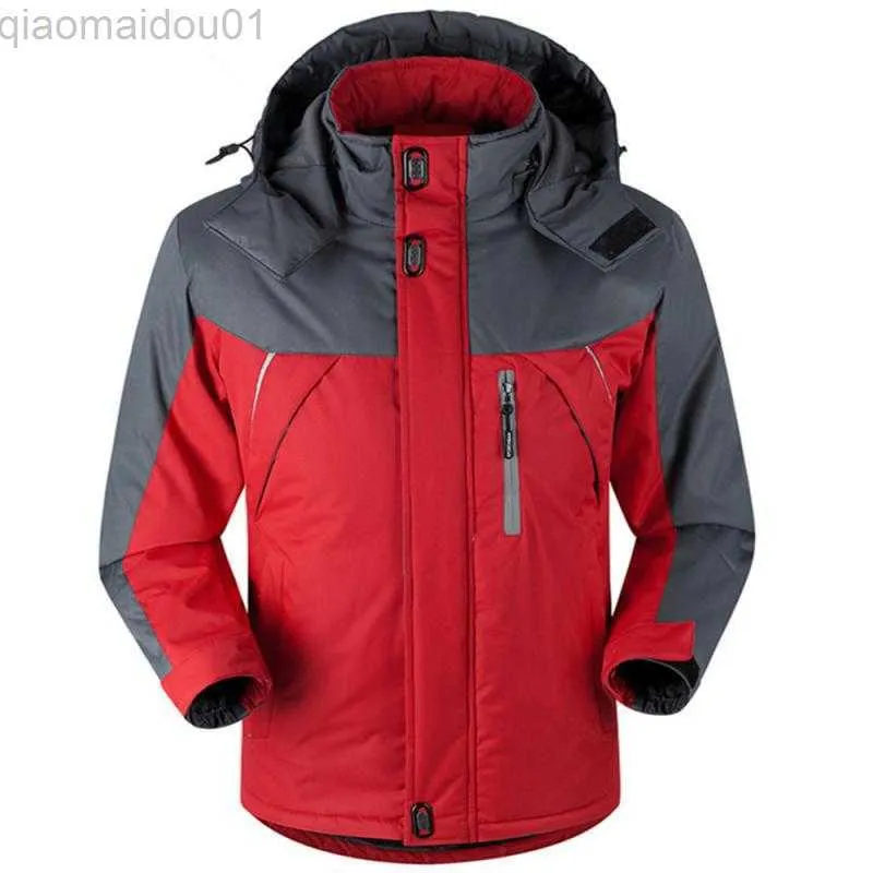 メンズジャケット2022メン冬の厚いベルベット風力発電ダウンコート高品質の男性の防水ジャケットサイズM-5XL 3色高品質の屋外L230721