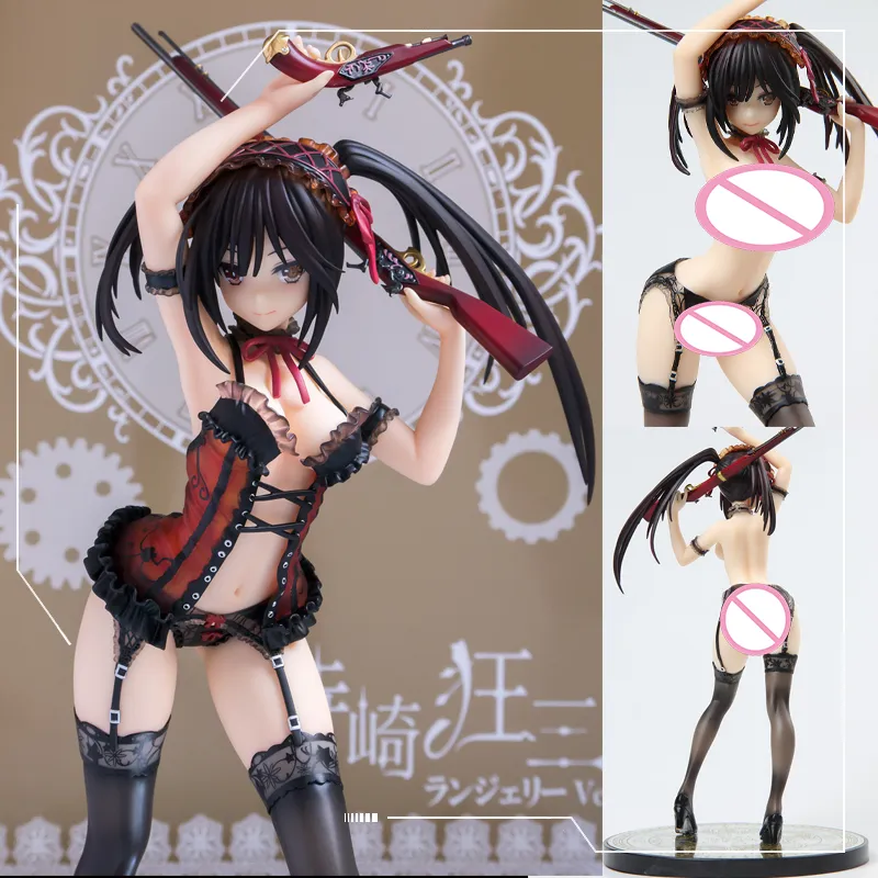 ¡Anime Manga 24CM Alphamax Date A Live Kurumi Tokisaki lencería Ver! 1/7 figura de acción de Pvc colección de adultos modelo regalos de muñecas