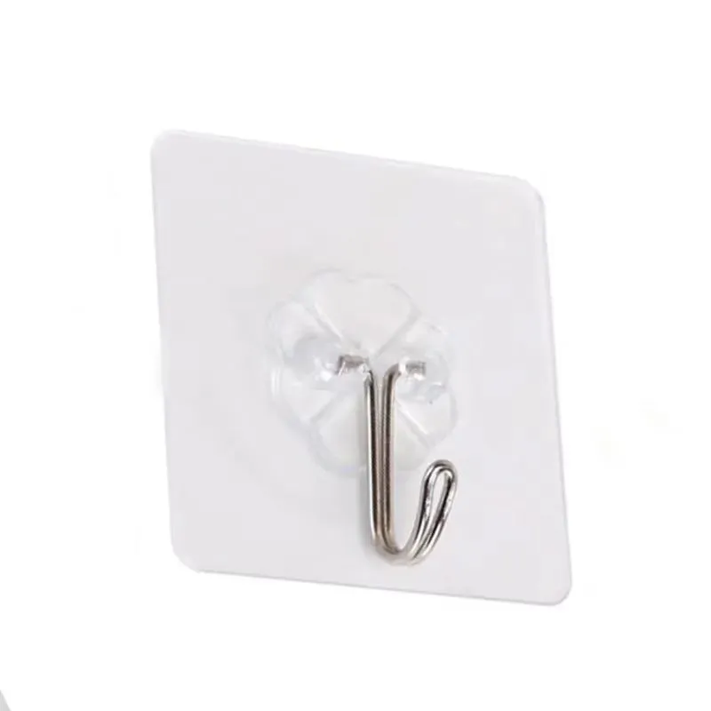 Useful Kitchen Wall Space Hook Plastic Stainless Steel Materials Traceless Super Glue Clear Metope Clothes Pothook Freight Free
