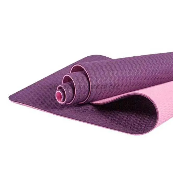 Açık Hava Spor Seyahat TPE Yoga Mat Özel Pilates Egzersiz Anti -Slip Mats Çevre Dostu Egzersiz Fitness Fitness Pedleri Doğa Kauçuk Çift Renkli