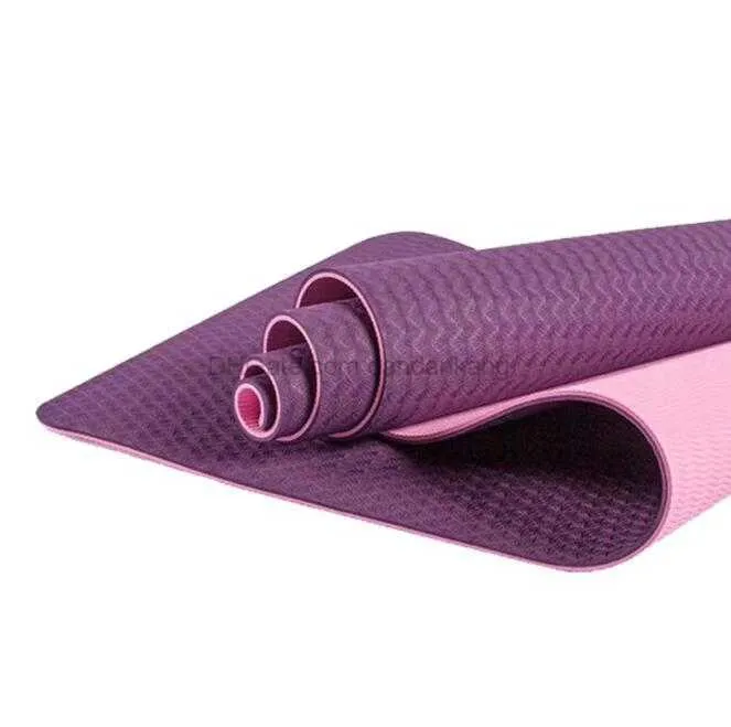 Utomhussportsresor TPE YOGA MAT Anpassad Pilates tränar Anti Non Slip Mats Eco Friendly Workout Fitness Pads Nature Gummi dubbla färgmattor