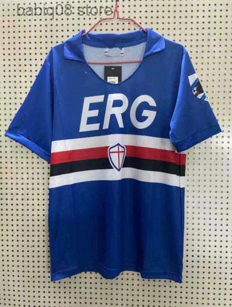 Fans Tops Tees 90 91 Mancini Vialli thuisvoetbalshirt 1990 1991 Maglie da Calcio Sampdoria Retro Vintage klassieke voetbalshirt Maillot T230720