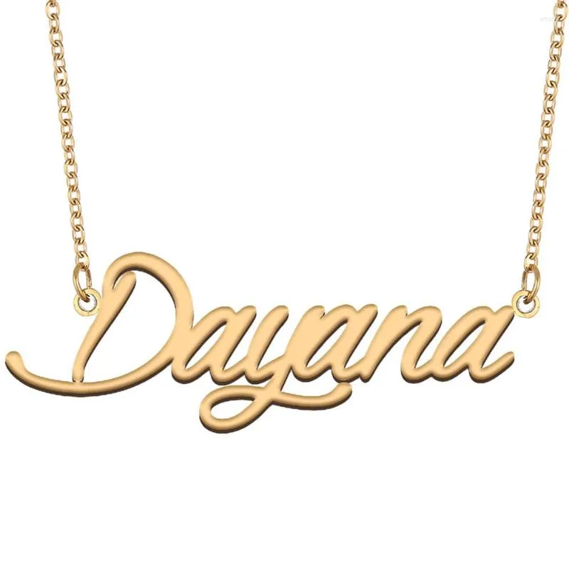 Pendentif Colliers Dayana Plaque Signalétique Collier Pour Femmes En Acier Inoxydable Bijoux Plaqué Or Nom Chaîne Femme Mères Petite Amie Cadeau