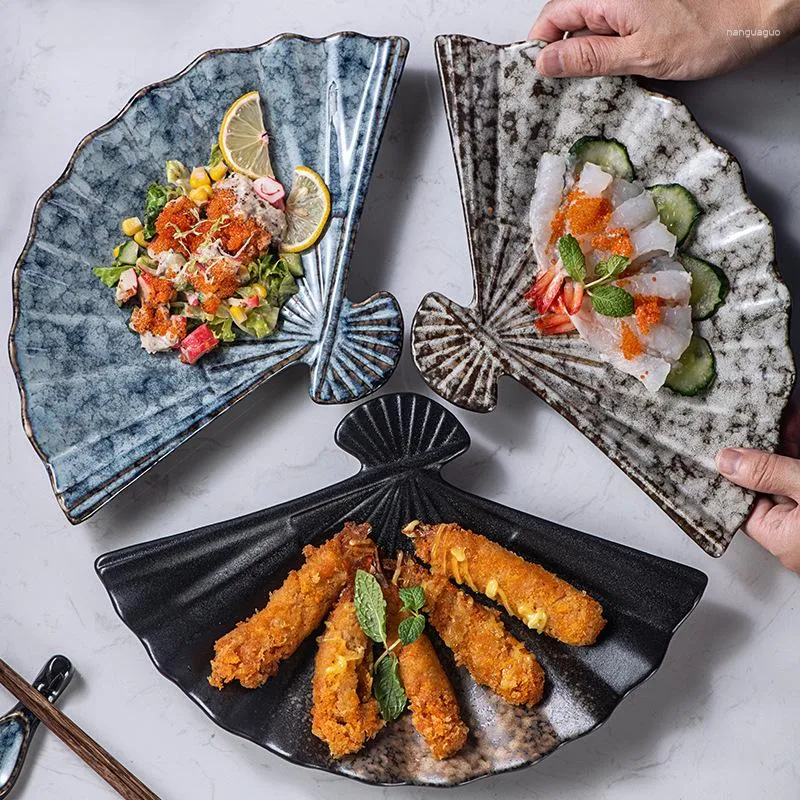 Tallrikar japansk-stil sushi-fläktformad platta kreativt oregelbundet hem och ställ in bordsartiklar för el kommersiellt bruk