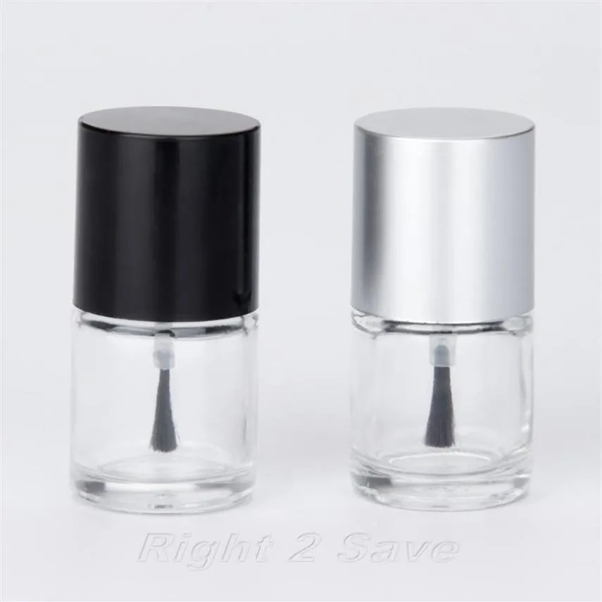 1PC 10ML Nagellak Fles met Borstel Hervulbare Lege Cosmetische Containor Glazen fles Nail Art Manicure Tool Zwart zilver Caps2816