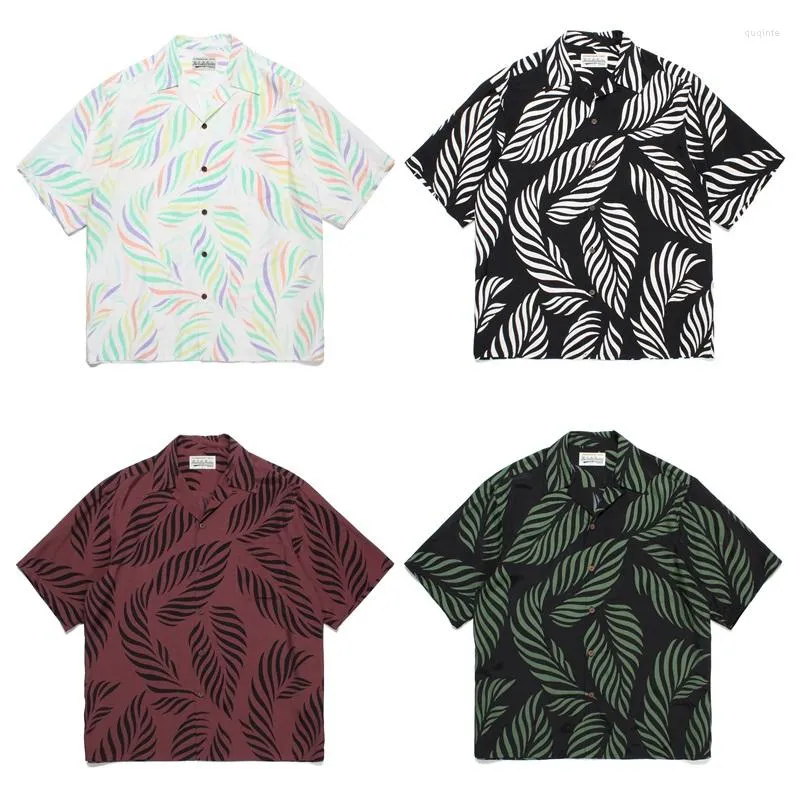 Men's Casual Shirts Summer LEAF ALOHA Wacko Maria Hawaii Beach Men Women Quality Shirt With Tag Streetwear Designer Clothes