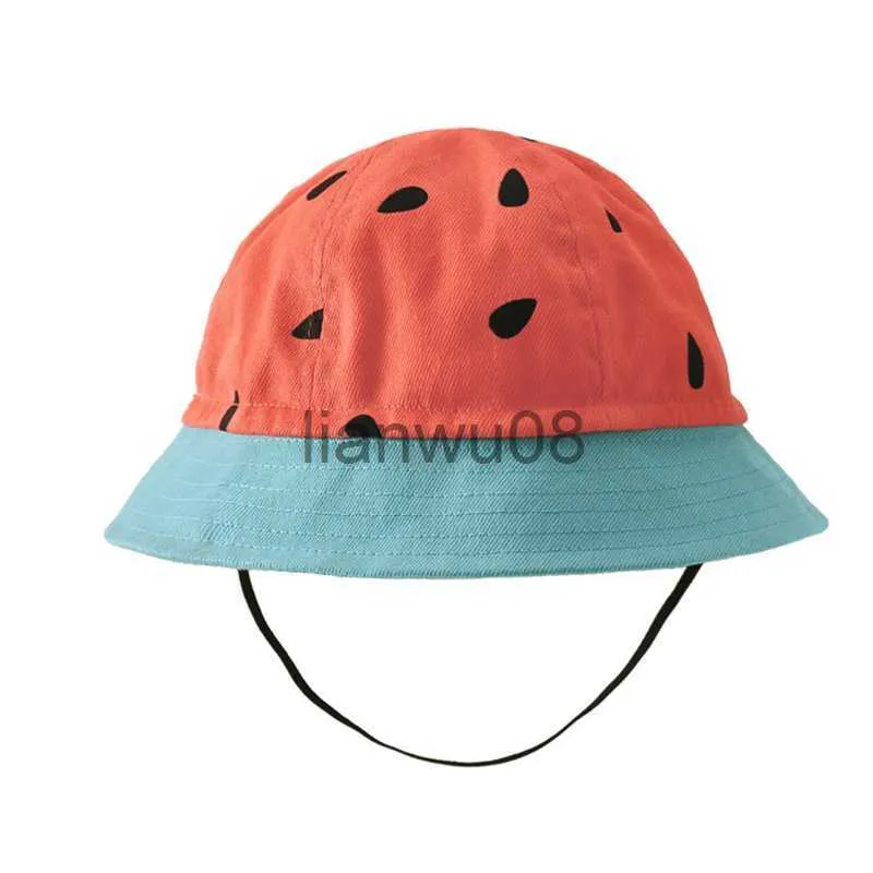 Caps Hats 2019 New Fashion Kid Mom Använda vattenmelon gurka tryck utomhus fiskare hatt vikbar hink hatt x0810