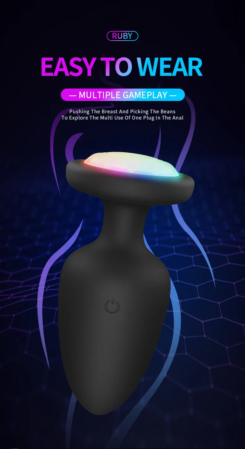 Rainbow Anal Plug Vibrator With Remote Control Prostate Massager_voghion.com