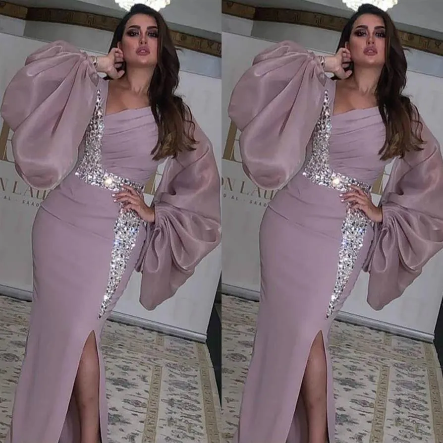 Side podzielone Arabia Saudyjska długie rękawy Suknie wieczorowe V Kaftan Dubai Prom Formalne sukienki imprezowe Custom Made2256