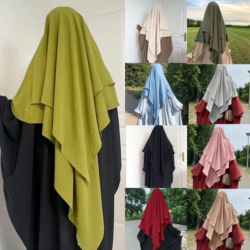 Hijab Con Abito Insieme Vestito Lungo Per Preghiera Donna Musulmana Con Hijab - Abito Islamico In Poliestere/Spandex, Taglie M-2XL Abbigliamento Islamico Preghiera