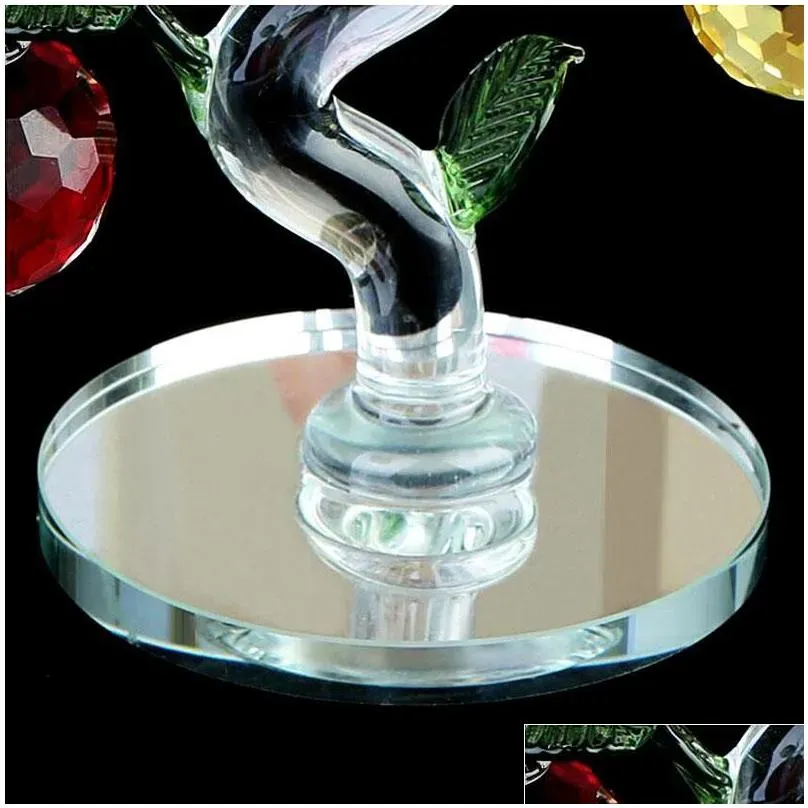 glass crystal  tree with 6pcs apples fengshui crafts home decor figurines christmas year gifts souvenirs ornament decorative objects